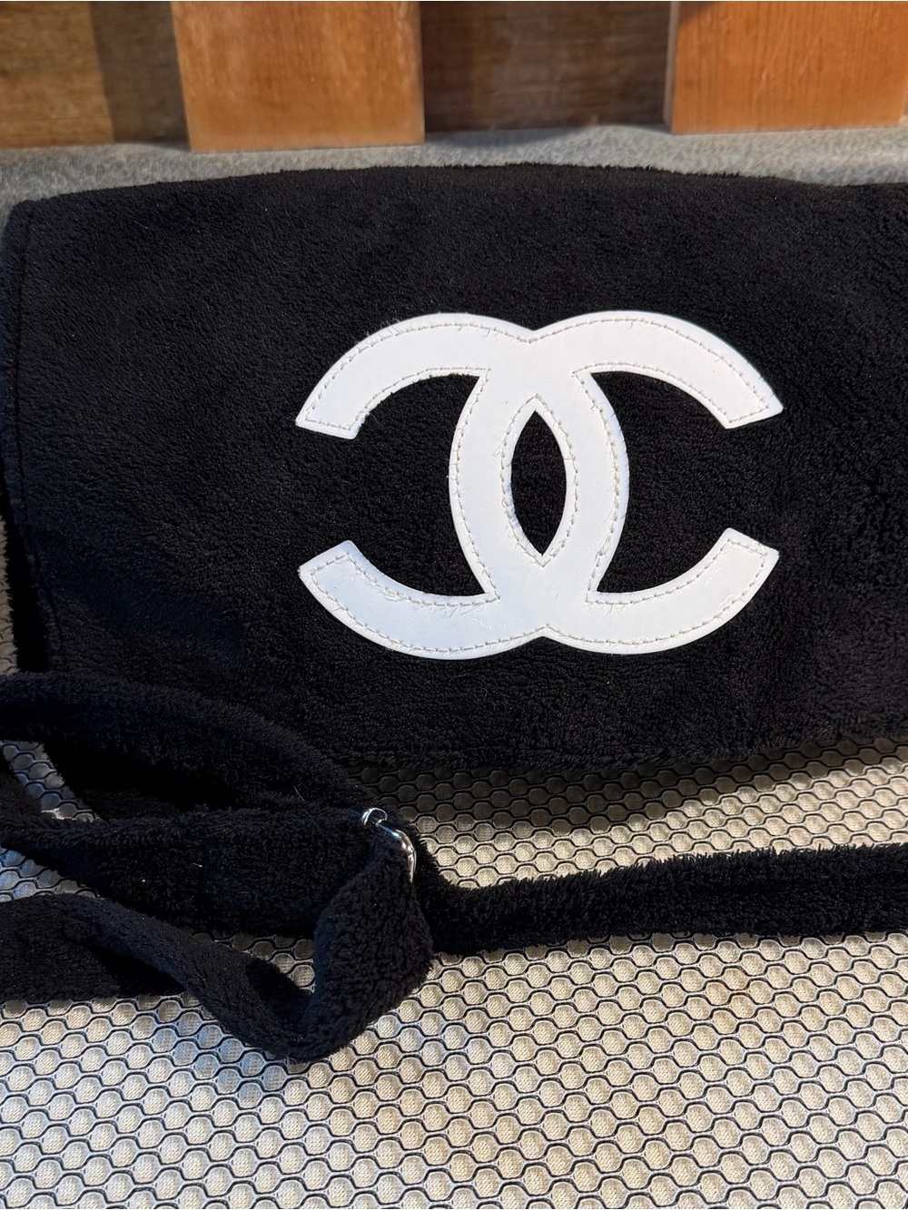 CHANEL Precision bag Black Terry Crossbody with White CC Logo GWP